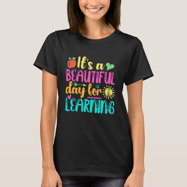It's Beautiful Day For Learning Retro Teacher Stud T-Shirt (Front)