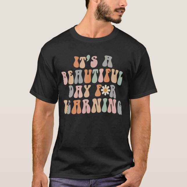 It's Beautiful Day For Learning Retro Teacher Stud T-Shirt (Front)