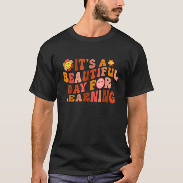 It's Beautiful Day For Learning Retro Teacher Stud T-Shirt (Front)