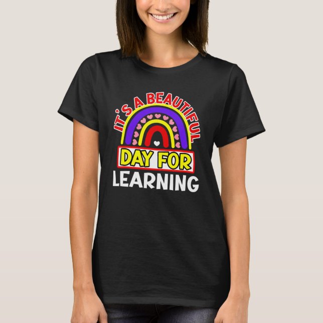It's Beautiful Day For Learning Retro Teacher Stud T-Shirt (Front)