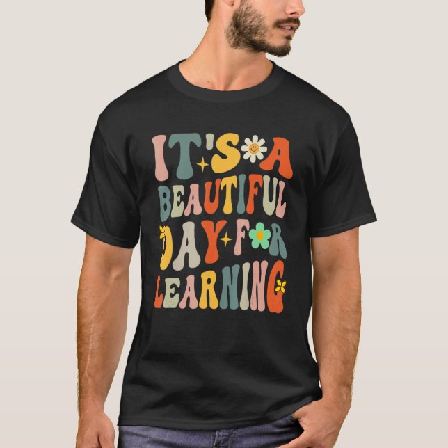 It's Beautiful Day For Learning Retro Teacher Stud T-Shirt (Front)