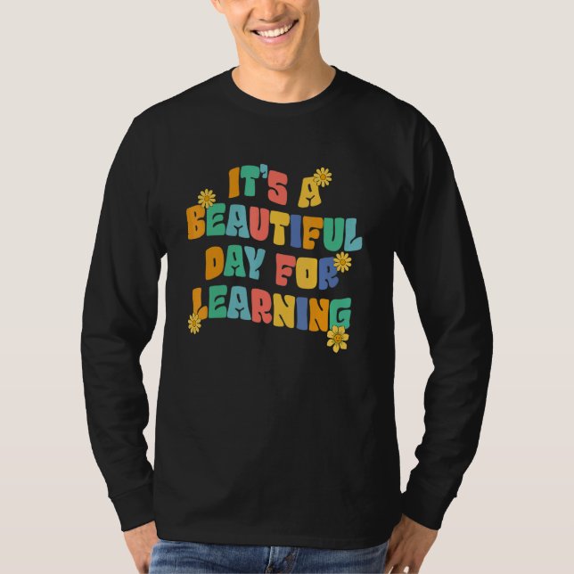 It's Beautiful Day For Learning Retro Teacher Stud T-Shirt (Front)