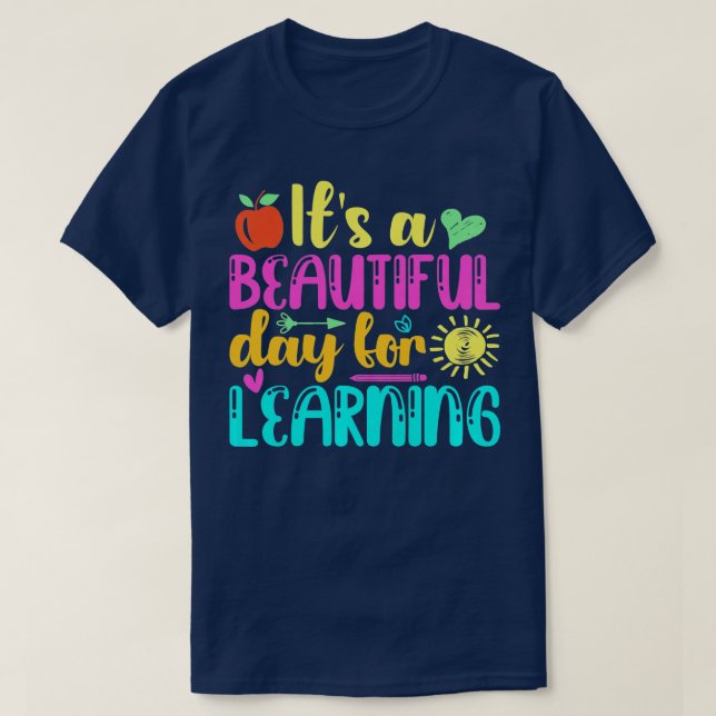 It's Beautiful Day For Learning Retro Teacher Stud T-Shirt (Design Front)