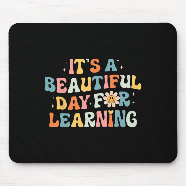 It's Beautiful Day For Learning - Retro Teacher Wo Mouse Pad (Front)