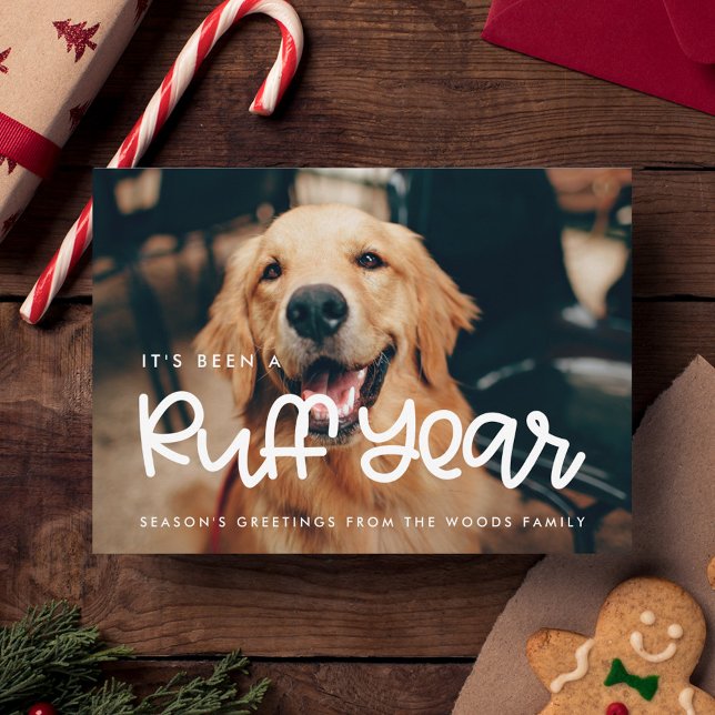 It's been a Ruff Year Dog photo Holiday Card (Creator Uploaded)