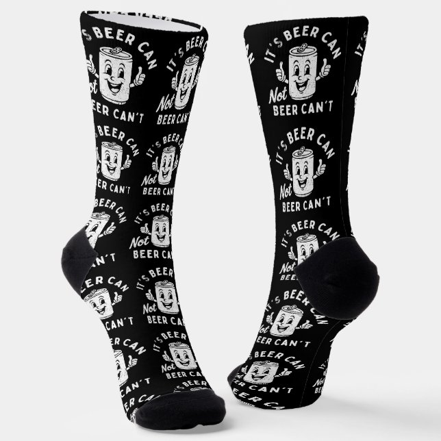It's Beer Can Not Beer Can't Funny Party Drinking Socks (Angled)