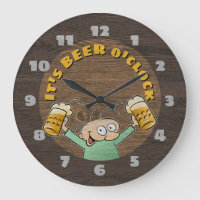 It's Beer O'Clock Dark Wood Texture Cartoon Pints