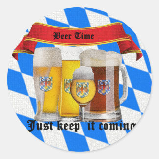 it's beer time classic round sticker