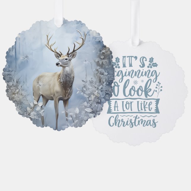 It's Beginning to Look A Lot Like Christmas Buck Ornament Card (Front/Back)