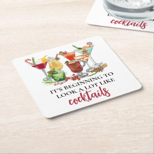 It's Beginning to Look a Lot Like Cocktails  Square Paper Coaster