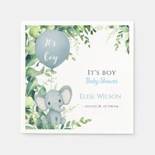 It's boy! Cute little elephant baby with balloon Napkin