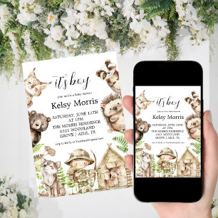 its boy Rustic Woodland Baby Shower Invite