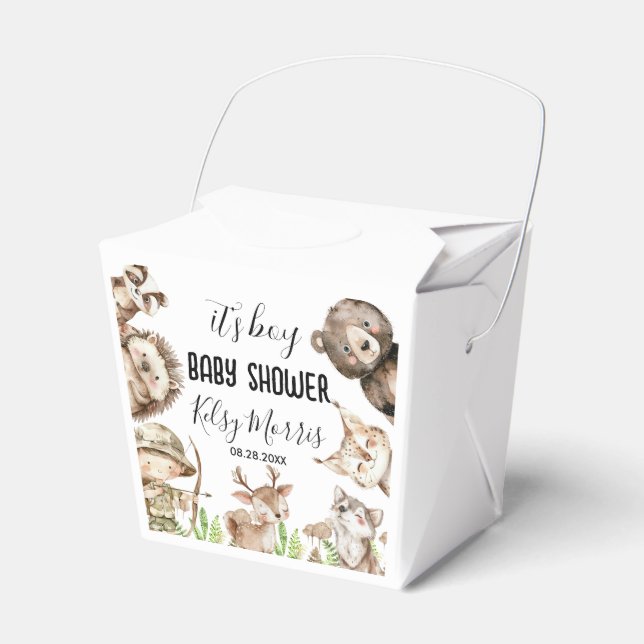 its boy Rustic Woodland Baby Shower Invite Favor Box (Front Side)