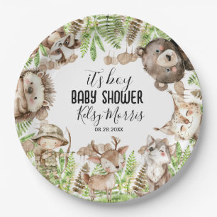 its boy Rustic Woodland Baby Shower Invite Paper Plate