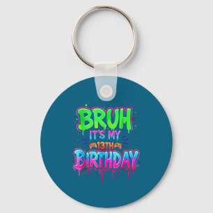 It's Boys Bruh 13th Birthday Gamer Drip Keychain