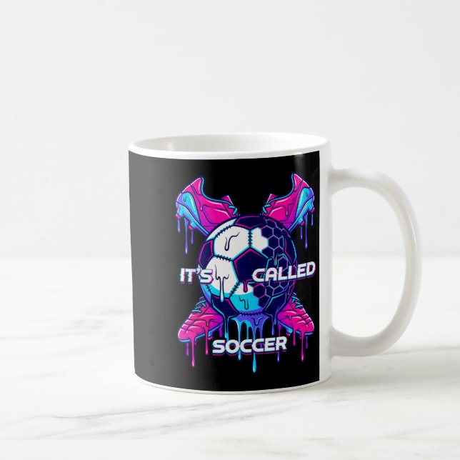 Its Called Soccer Melting Drip Glitch Art Funny Sp Coffee Mug (Right)