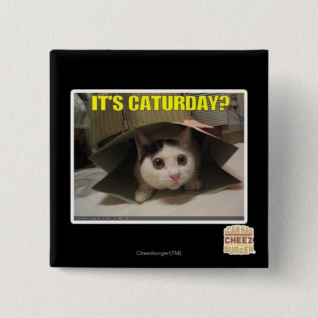 It's Caturday? 2 Inch Square Button (Front)
