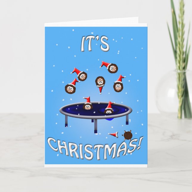 its choliday time trampolining christmas hedgehogs holiday card (Front)