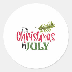 It's Christmas In July Funny Santa Beach Summer Gr Classic Round Sticker