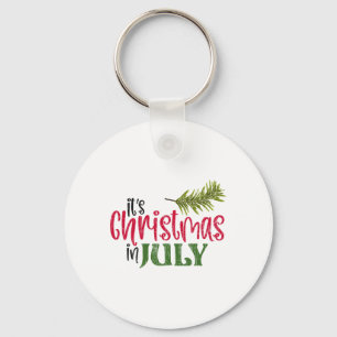 It's Christmas In July Funny Santa Beach Summer Gr Keychain