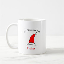 It's Christmas time Santa red hat name simple fun