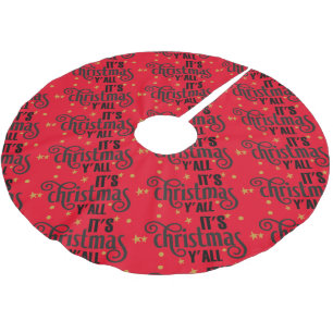 It's Christmas Y'All Word Art Brushed Polyester Tree Skirt