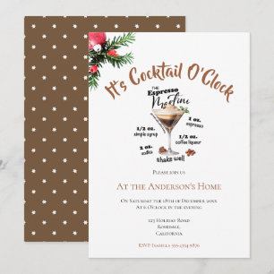 It's Cocktail O'Clock Christmas Party Brown Drink Invitation