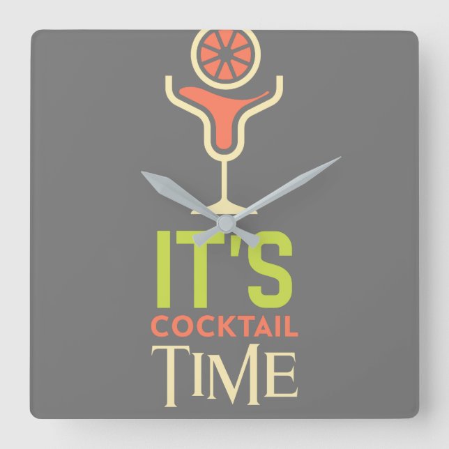 It's Cocktail Time Bar Wall Clock (Front)