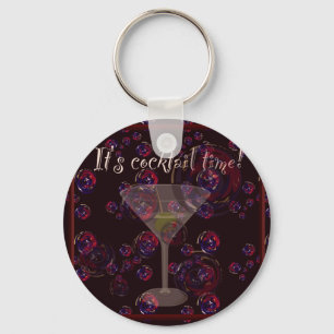 It's cocktail time, fun martini bubbles pattern keychain