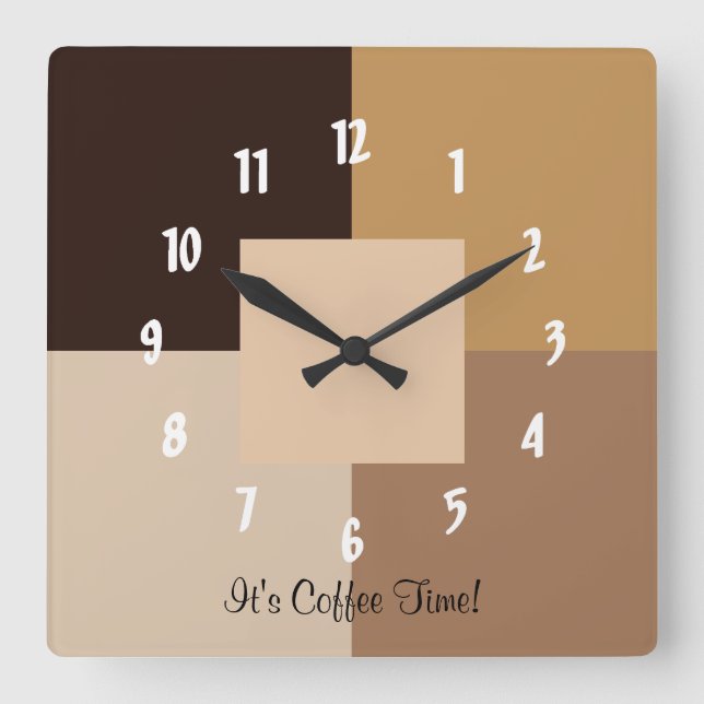 It's Coffee Time! Square Wall Clock (Front)