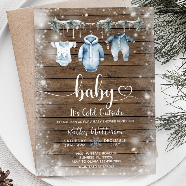 It's Cold Outside Baby Clothes Winter Baby Shower Invitation (Creator Uploaded)