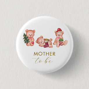 It's Cold Outside Bear Mother To Be Baby Shower  1 Inch Round Button