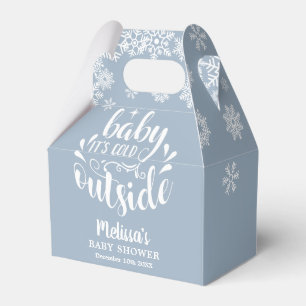 It's Cold Outside Blue Boy Winter Baby Shower Favor Box