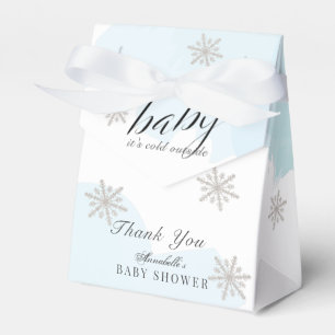 It's Cold Outside Blue Watercolor Baby Shower Favor Box