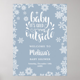 It's Cold Outside Boy Winter Baby Shower Welcome Poster