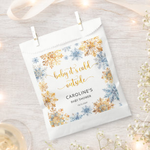 It's Cold Outside Golden Snowflakes Baby Favour Bag