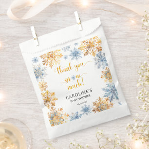 It's Cold Outside Golden Snowflakes Baby Thank You Favour Bag