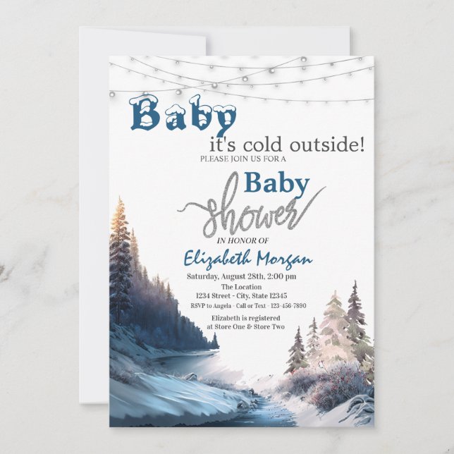 It's Cold Outside Landscape,Nature Baby Shower  Invitation (Front)