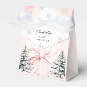 It's Cold Outside Pink Bow Baby Shower Favor Box