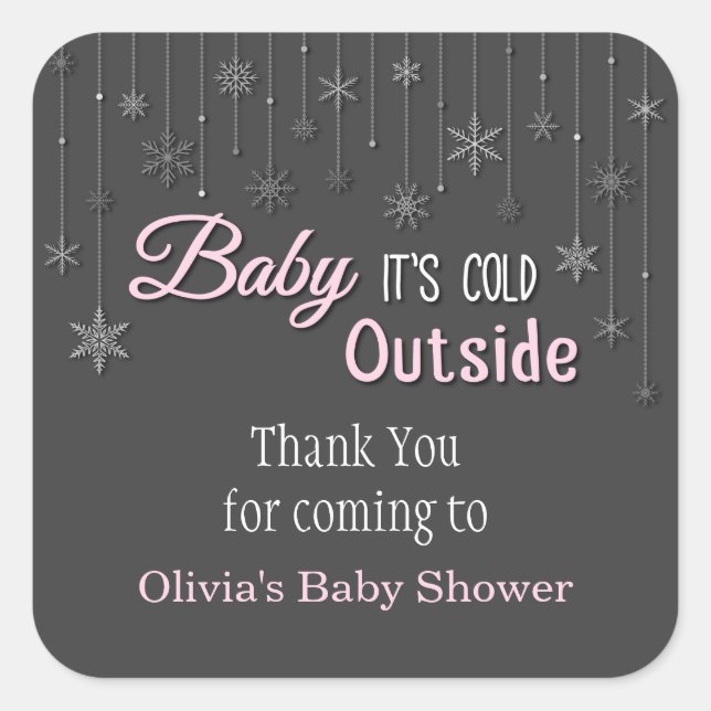Its Cold Outside Snowflakes Baby Shower Sticker (Front)