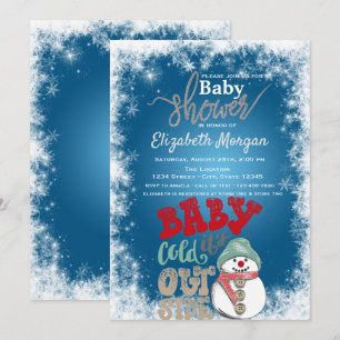 It's Cold Outside,Snowman Snowflakes Baby Shower Invitation