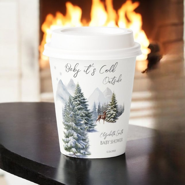 It's Cold Outside Snowy Wonderland Gender Neutral Paper Cups (Creator Uploaded)