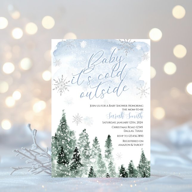 It's Cold Outside Winter Blue Boy Baby Shower Invitation (Creator Uploaded)