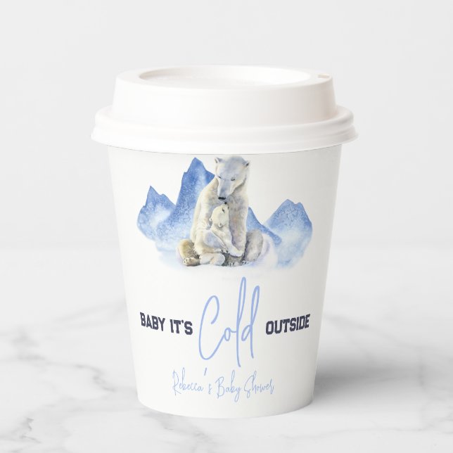 It's Cold Outside Winter Polar Bear Baby Shower Paper Cups (Front)