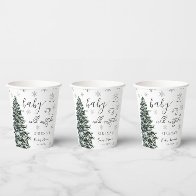 It's Cold Outside | Winter Tree Baby Shower  Paper Cups (Multi)