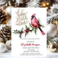 It's Cold Red Cardinal Holly Berry Baby Shower