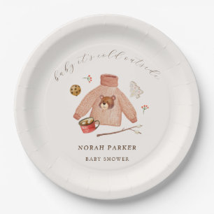 It's Cold Winter Camping Clothes Baby Shower  Paper Plate