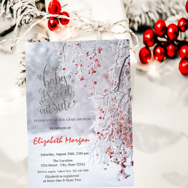 It's Cold Winter Wonderland Red Baby Shower    Invitation (Creator Uploaded)