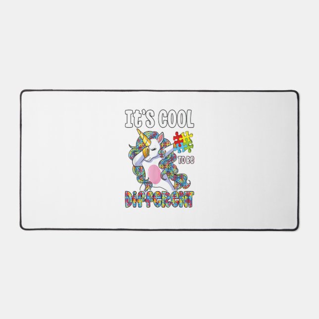 It's Cool to be Different Dabbing Unicorn Autism A Desk Mat (Front)