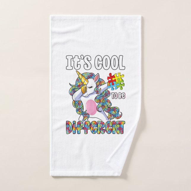 It's Cool to be Different Dabbing Unicorn Autism A Hand Towel (Hand Towel)
